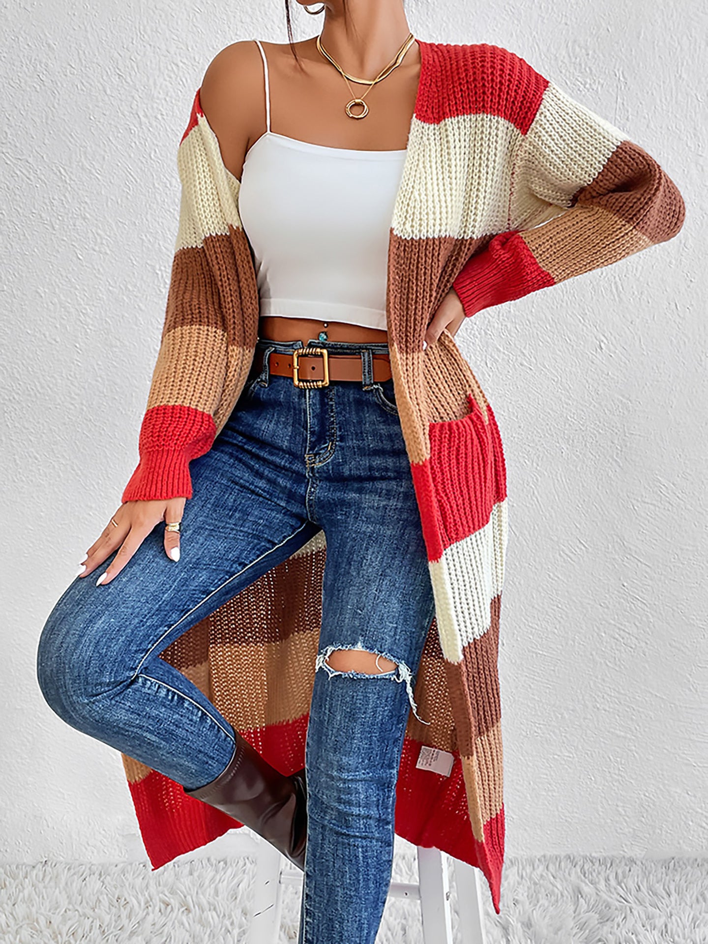 Unique Striped Long Sleeve Cardigan