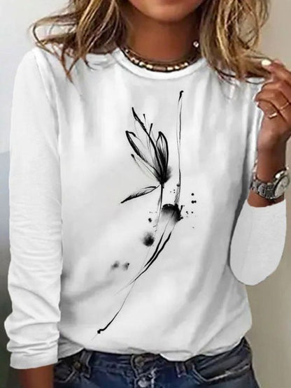 Round Neck Long Sleeve Simple Round Neck Top