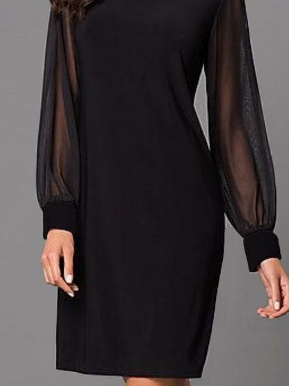 Mesh Chiffon Splicing Long Sleeve Dress