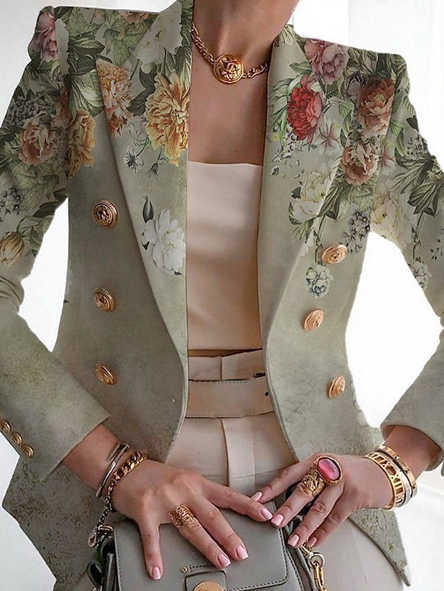 Stylish Printed Buckle Casual Blazer