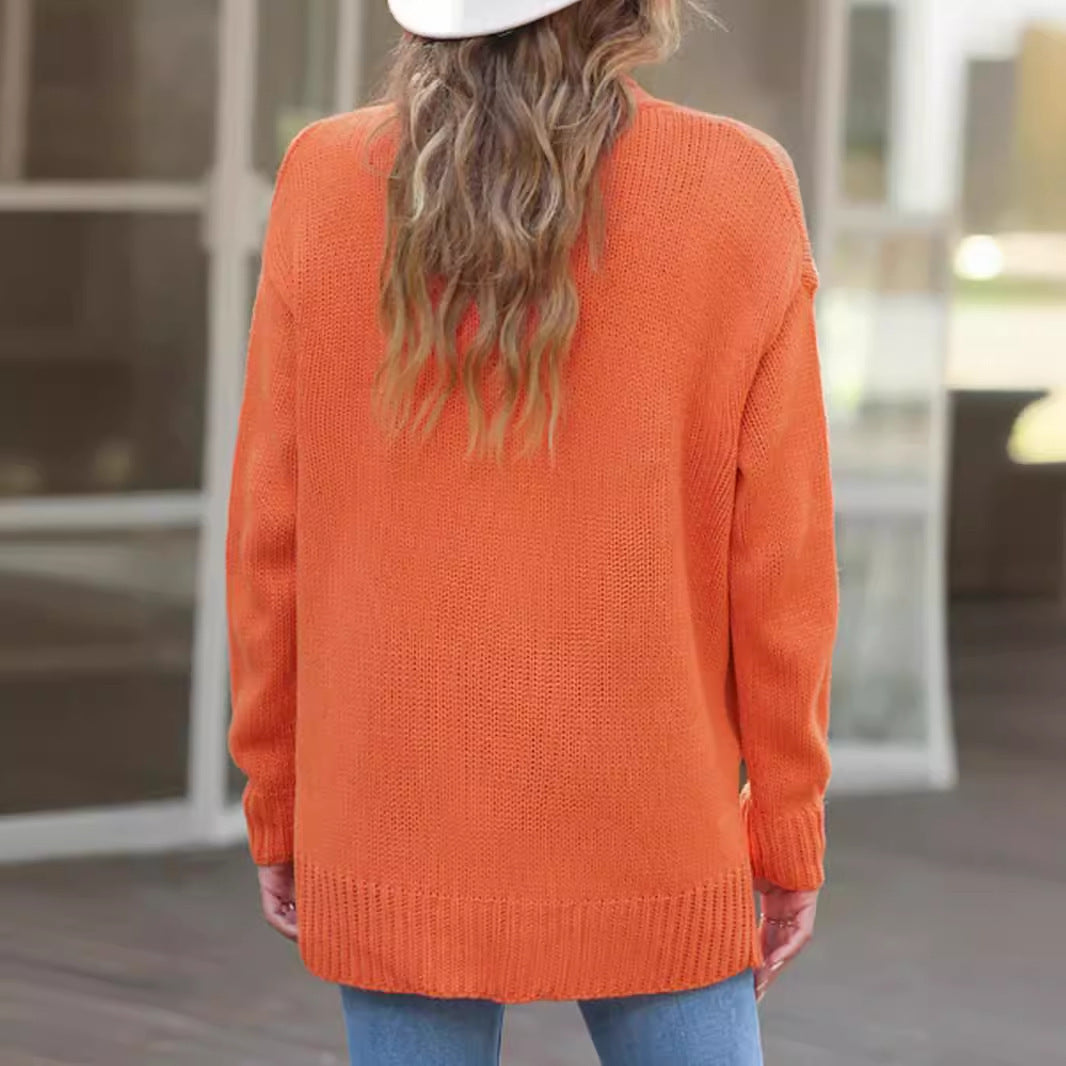 Knitted Mid-Length Long-Sleeved Sweater Coat