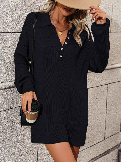 Elegant V-Neck Long Sleeve Mid-Length Sweater