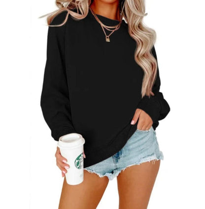 Solid Color Crew Neck Coat Long Sleeve Sweatshirt