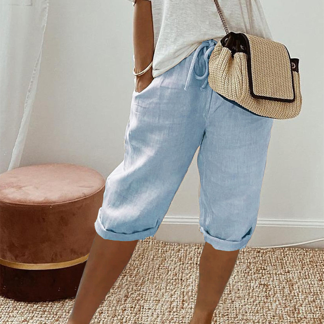 Simple Plain Side Pocket Pants