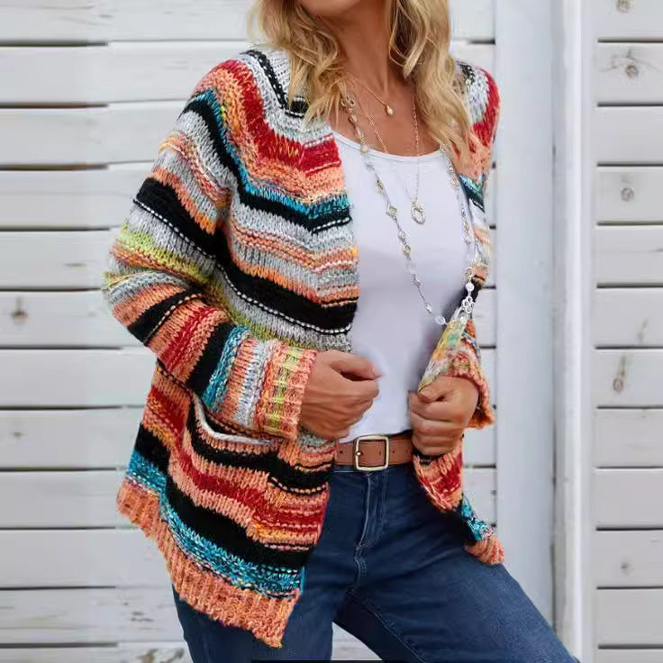 Special Long Sleeve Multicolor Cardigan