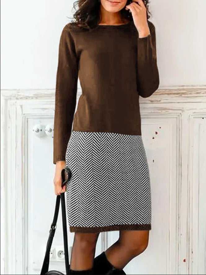 Classic Houndstooth Slim Midi Dress