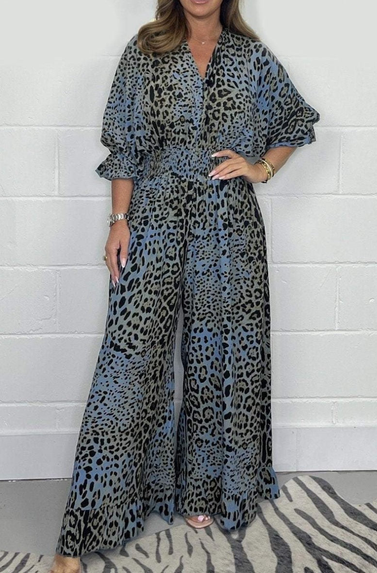 Leopard Print Casual Jumpsuit