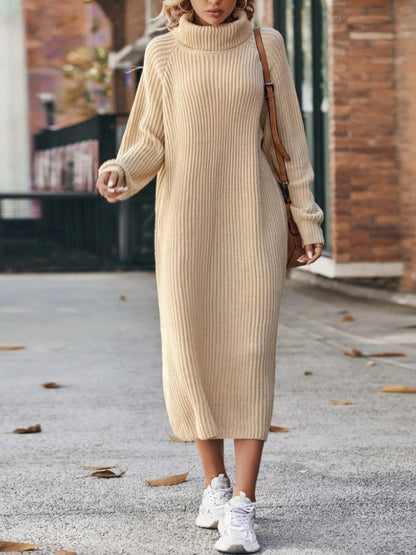 Loose Over Knee Turtleneck Knitting Dress