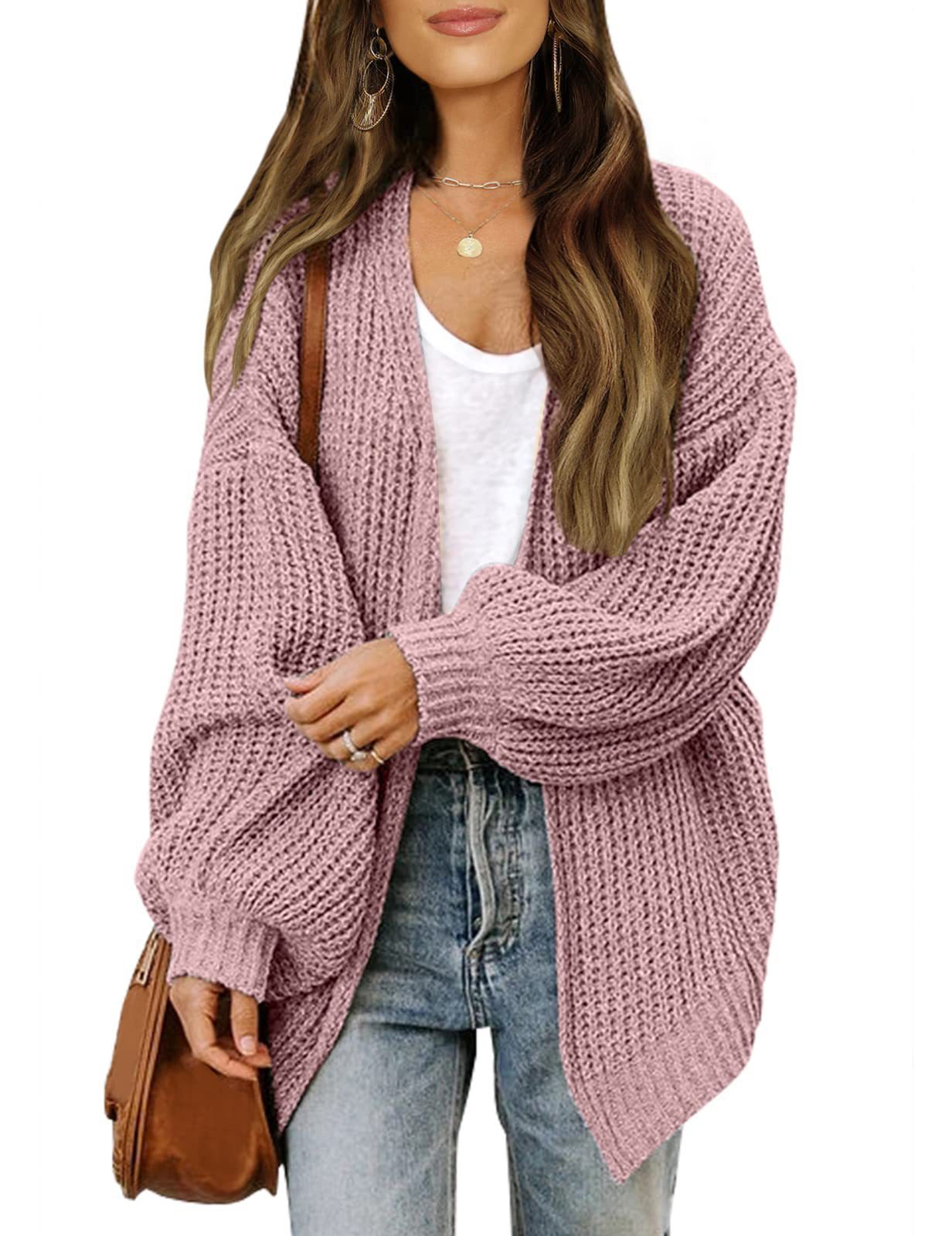 Lantern Sleeve Coarse Yarn Knitted Cardigan