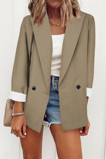 Casual Solid Color Suit Collar Long Sleeve Loose Coat