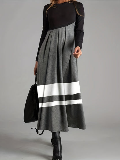 Autumn And Winter Round-neck Long-sleeved Dress