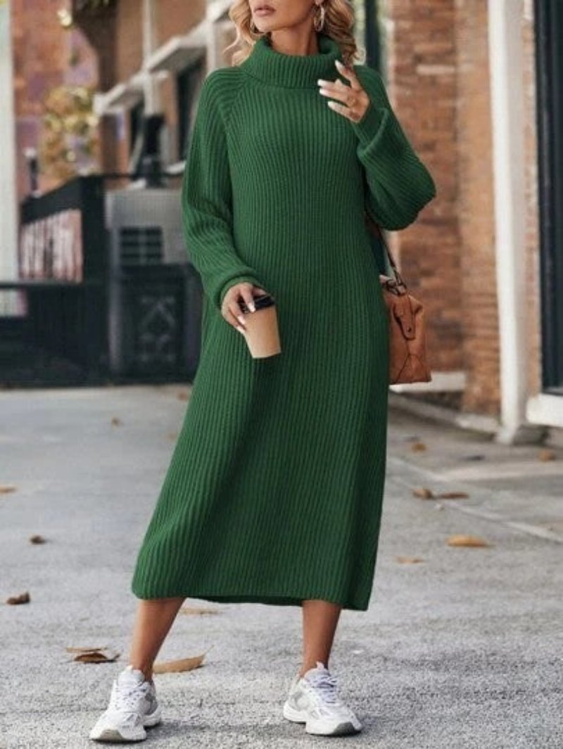 Loose Over Knee Turtleneck Knitting Dress