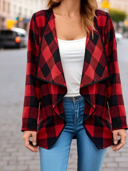 Unique Plaid Contrast Color Coat