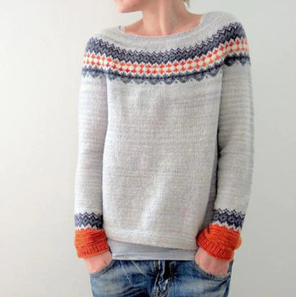 Round Neck Multicolor Loose Leisure Pullover Knitwear Sweater