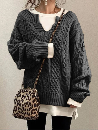 Linen Pattern  Casual Knit Sweater