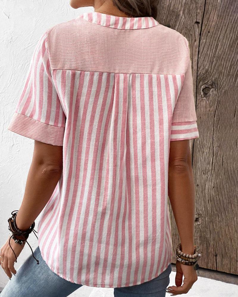 Sweet Short Sleeve Striped Top