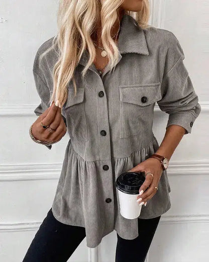 Modern Collared Plain Long Sleeve Outerwear