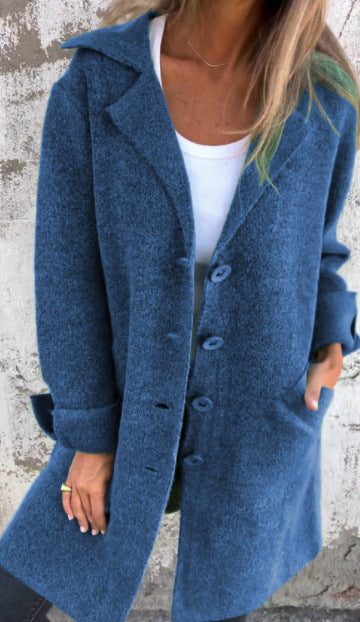 Lapel Single Breasted Mid-Length Coat