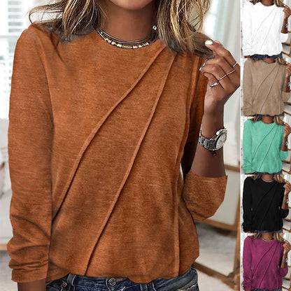 Brown Long Sleeve Plain Top