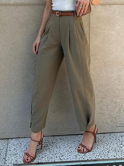 Modern Pleated Plain Carrot Pants