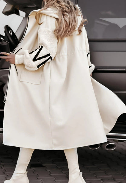 Modern Mid-length Hoodie Windbreaker Sweater Coat