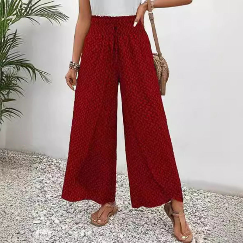 Unique Print Elastic Drawstring Waistband Pants