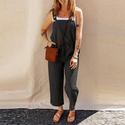 Solid Color Camisole Vest Sleeveless Jumpsuit