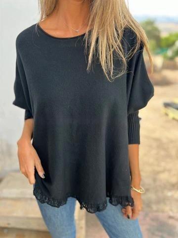 Modern Long Sleeve Lace Knit Top