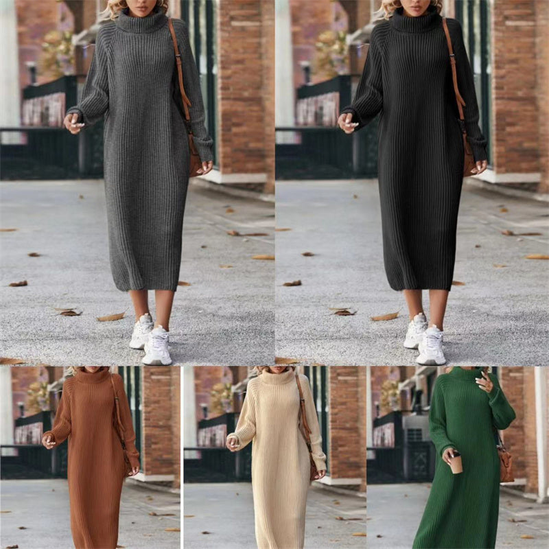 Loose Over Knee Turtleneck Knitting Dress