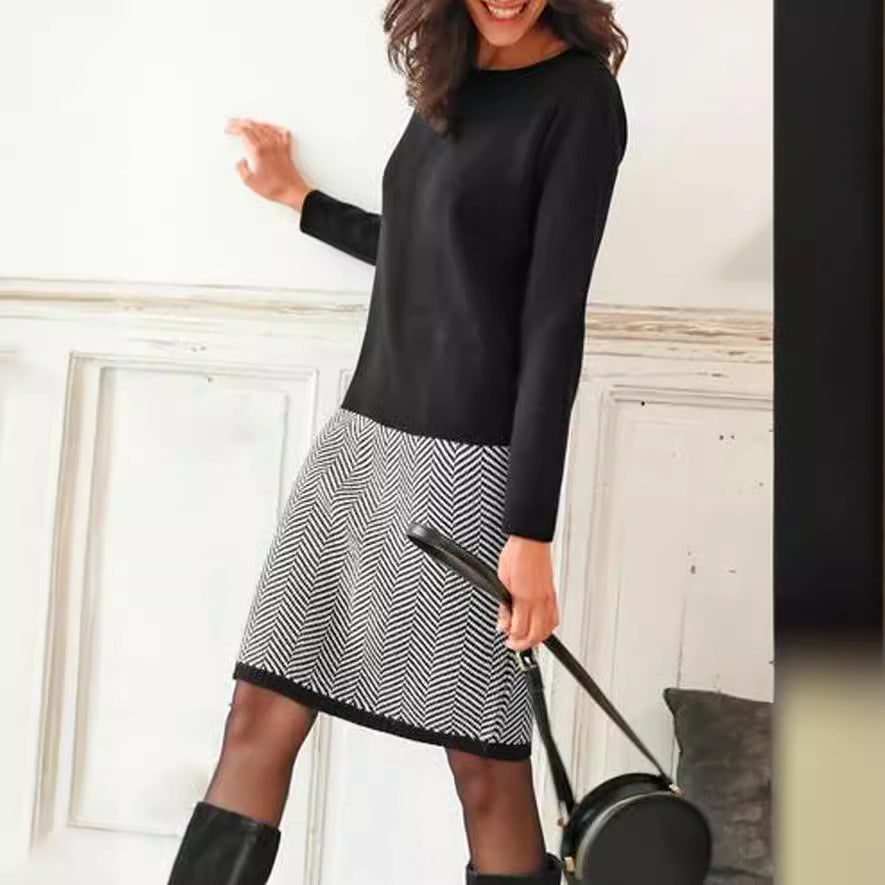 Classic Houndstooth Slim Midi Dress