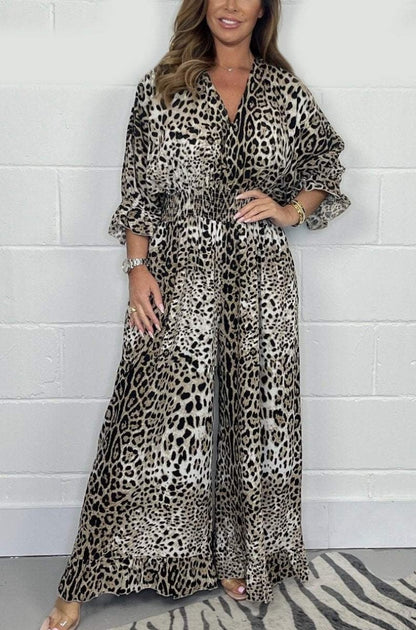 Leopard Print Casual Jumpsuit