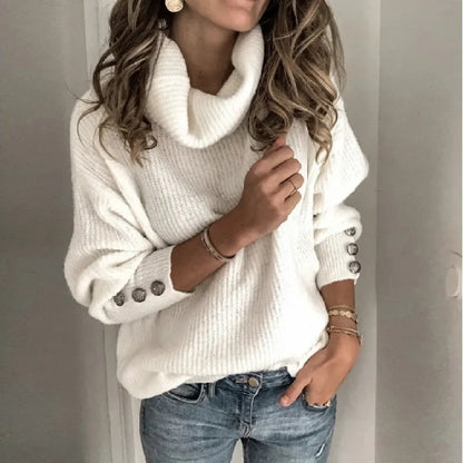 Solid Color High Neck Sweater