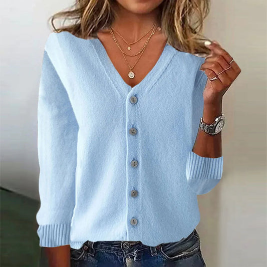 Basic Long Sleeve Plain Knitted Cardigan