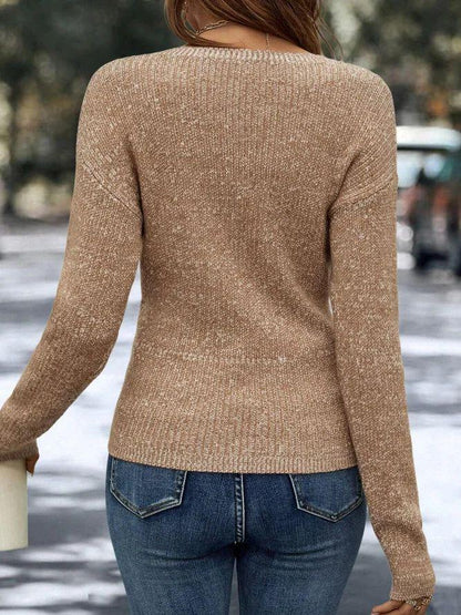 Multicolor Plain V-Neck Sweater