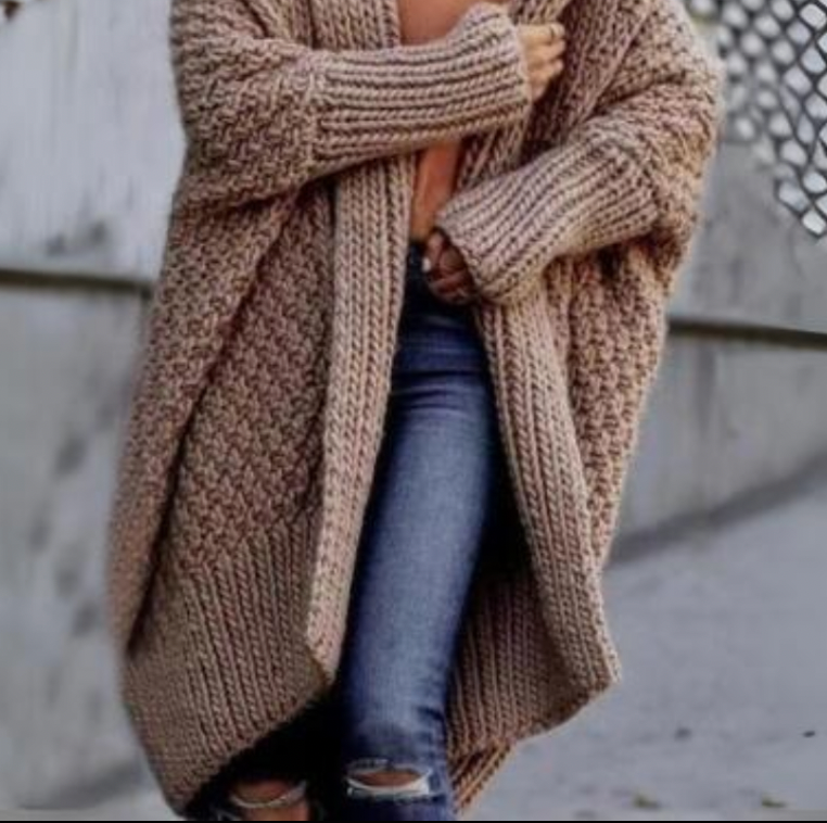 Coffee Long Sleeve Collarless Cardigan