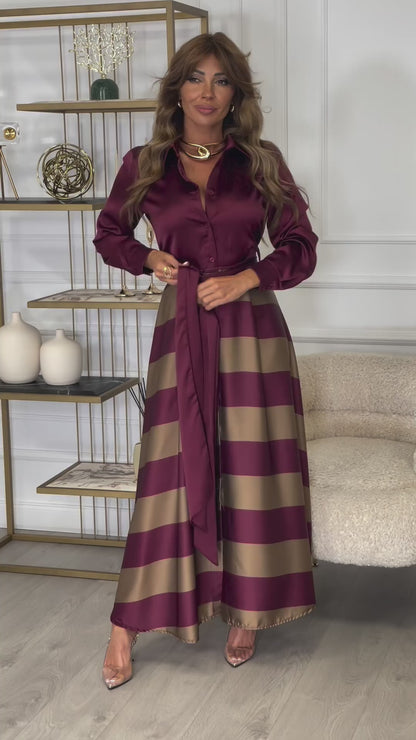 Unique V-Neck Long Sleeve Maxi Dress